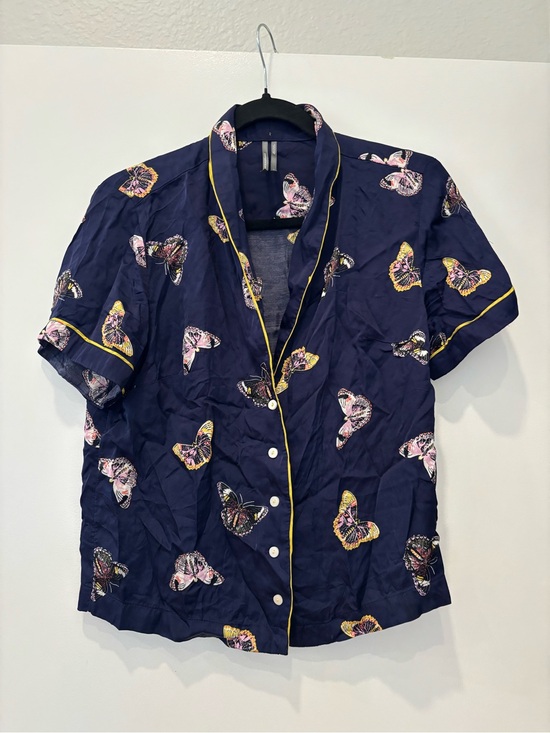Anthropologie Tops - Anthropologie Butterfly Print Short-Sleeve Button down collared pajama shirt